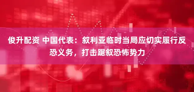 俊升配资 中国代表:叙利亚临时当局应切实履行反恐义务,打击踞叙恐怖势力