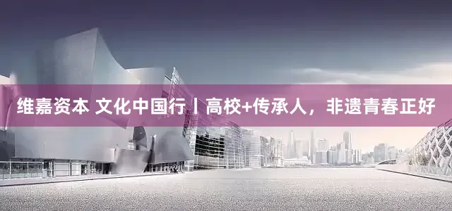 维嘉资本 文化中国行丨高校+传承人,非遗青春正好